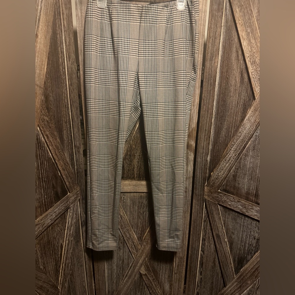 Calvin Klein Collection Plaid Pants - Black, White, Tan